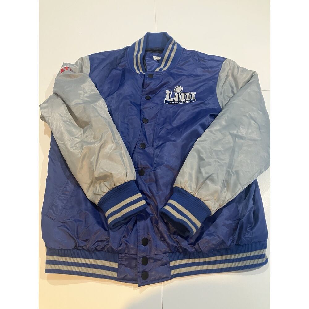 Fanatics Super Bowl LIII Mens Satin Jacket Atlanta Blue White Long Sleeve XL